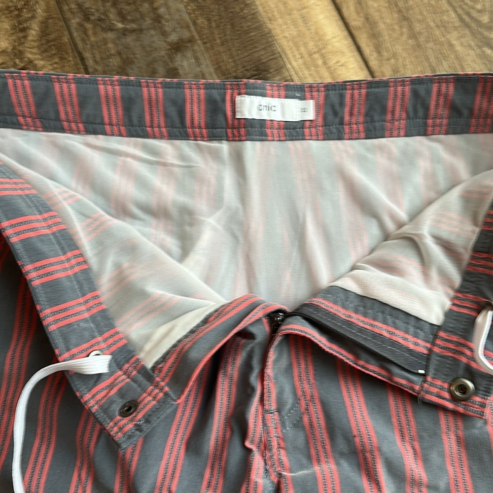 Onia pink and Blue/grey Striped Board Shorts - Picture 5 of 6